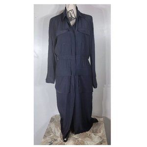 Gabriela Hearst Silk Midi Length Dress, Navy Blue, Women's Size US 10, UK 14